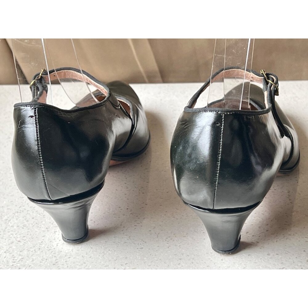 Womens Black Leather Flamenco Shoes With Strap & Low Heel Size 6 - Picture 9 of 14